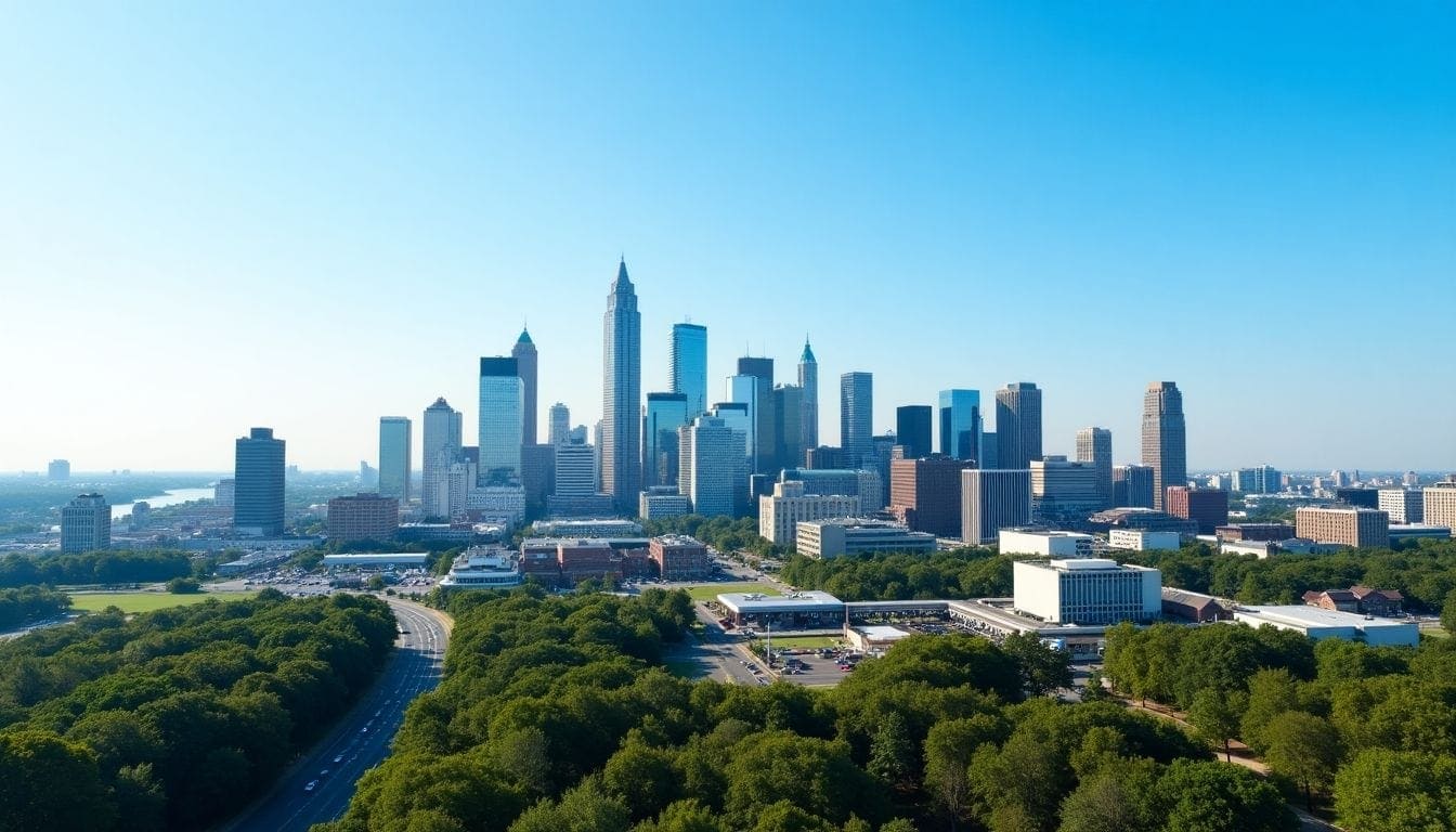 Atlanta skyline view from Dunwoody looking south.